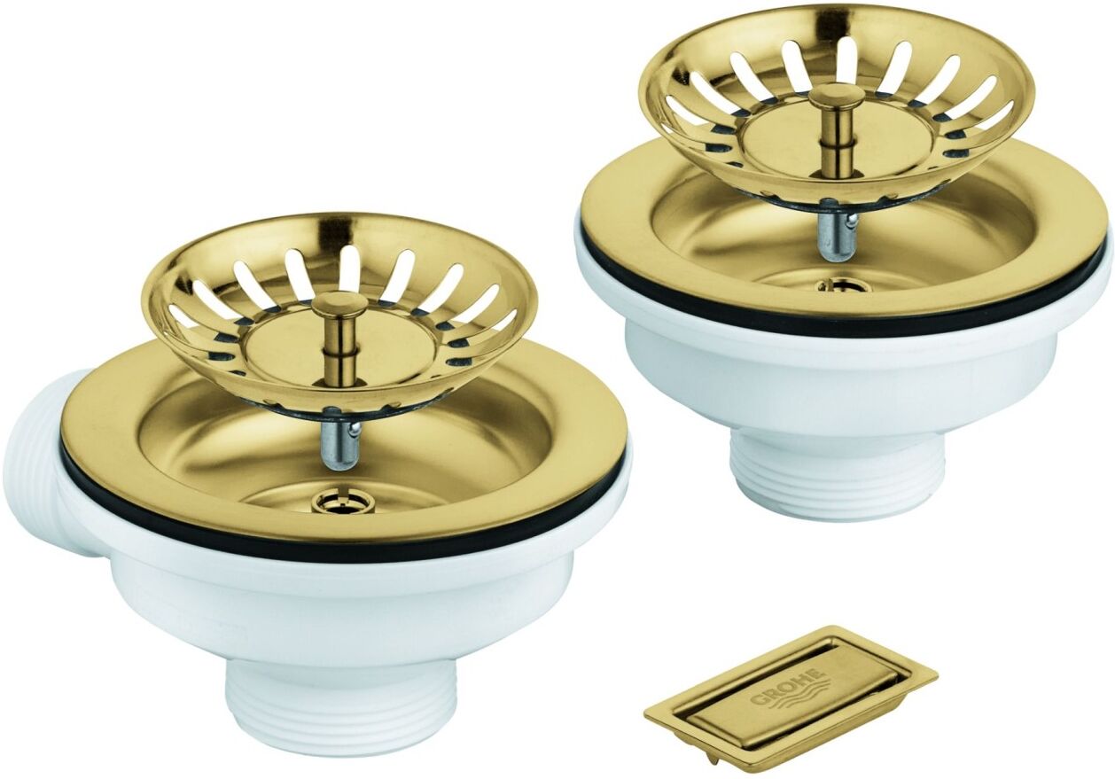 Grohe Spülen-Ablaufgarnitur 40997 1 Becken ohne Exzenter cool sunrise gebürstet, 40997GN0 40997GN0