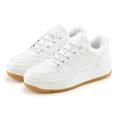 Sneaker ELBSAND "Schnürschuh, Freizeitschuh, Halbschuh, Schnürhalbschuh, Turnschuh", Damen, Gr. 41, weiß, Obermaterial: 100% Lederimitat. Decksohle: 100% Textilmaterial. Futter: 100% Textilmaterial. Laufsohle: 100% Synthetik, clean, unifarben,...