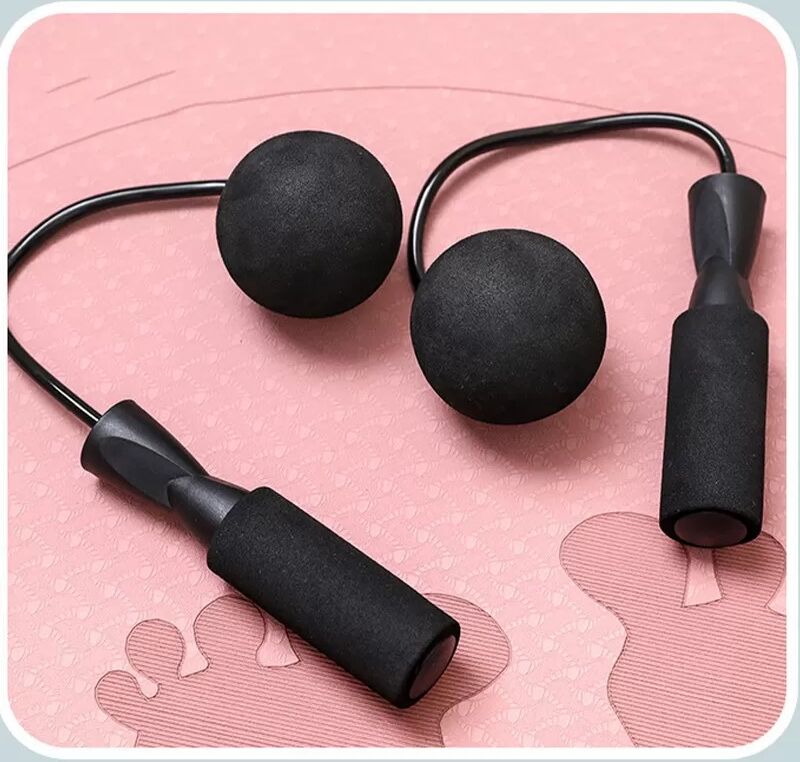 INF Corde à sauter sans corde noire avec boules en mousse lestées pour fitness et entraînement