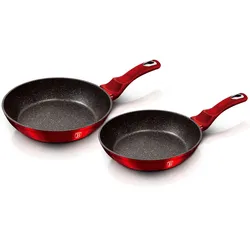 Berlinger Haus Burgundy 2er Set Bratpfannen 22 - 26cm, Induktion, Geschmiedetes Aluminium, PFOA-frei, Antihaft-Ökomarmor, Rot
