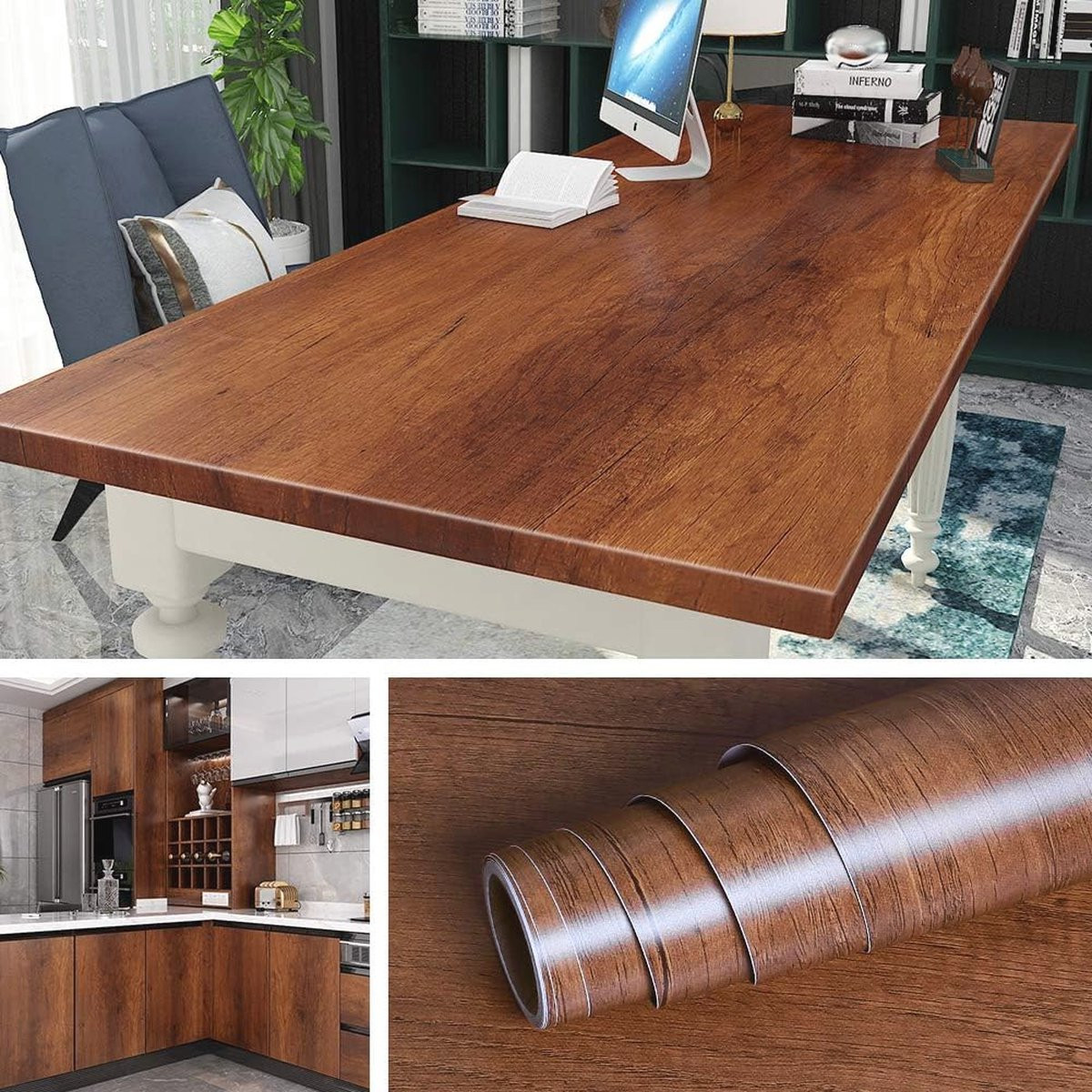 Zelfklevend Vinyl Behang met Houteffect voor Meubels en Werkbladen, 40 cm x 10 m
