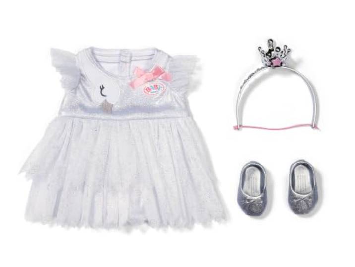 BABY born Ballerina-Outfit für 43 cm Puppen mit Tüllkleid Tüllkleid, silberne Ballettschuhe, Haarreif mit Krone
