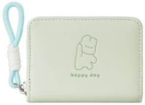 Discount Dollar Deals Cute Cartoon Women Wallet Bear Rabbit Cat PU Leather Coin Purse Short Wallet For Everyday Use light Green