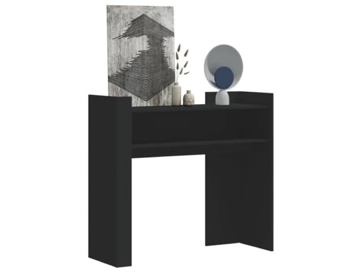 HEFZGDB Konsolentisch Schwarz 100x35x90 cm Holzwerkstoff Flurtisch mit Wandhalterung Stauraum für Deko und Aufbewahrung