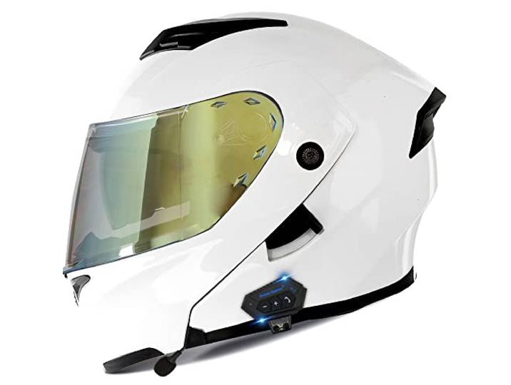 Bluetooth Motorradhelm Motorrad Klapphelm Modularer Helm mit Doppelvisier, ECE Genehmigte Kopfhörer für Automatische Antwort, Vollvisierhelm für Erwachsene Männer Frauen, S-XXL