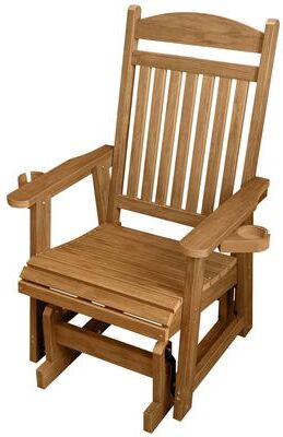 Mosbrisa Poly Lumber Patio Glider Chair for One Person with Removable Cup Holders, HIPS All-Weather Outdoor Glider