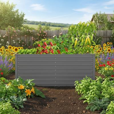 Hochbeet KONIFERA "Emmy", bodenloses Gartenbeet aus verzinktem Stahl", grau (hellgrau), B:150cm H:60cm T:80cm, Stahl, Pflanzgefäße, mit Verstrebungen für mehr Stabilität, in zwei Farben