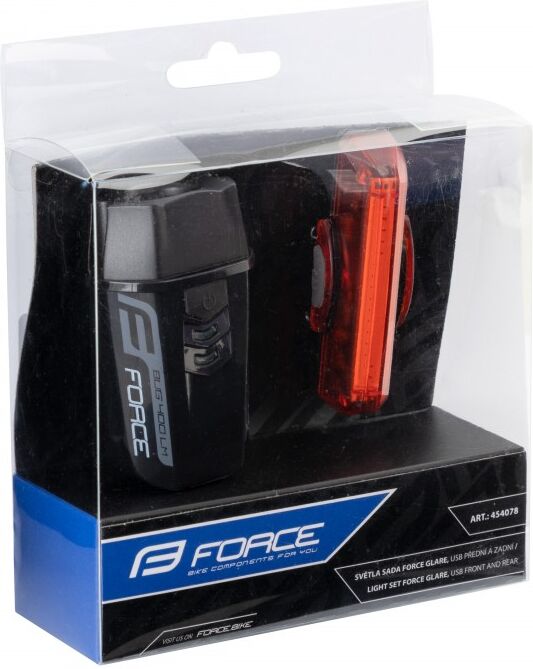 Force Kit luce anteriore + posteriore  GLARE  400 lumen led usb