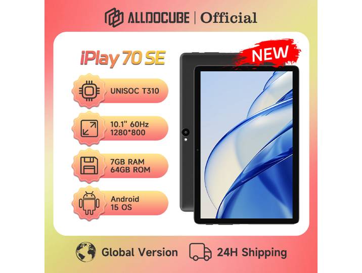 ALLDOCUBE iPlay 70 SE Unisoc T310 10.1 ''écran 60Hz 7GB(3GB + 4GB virtuel) RAM 64GB ROM 5500mAh tablette LTE Android 15