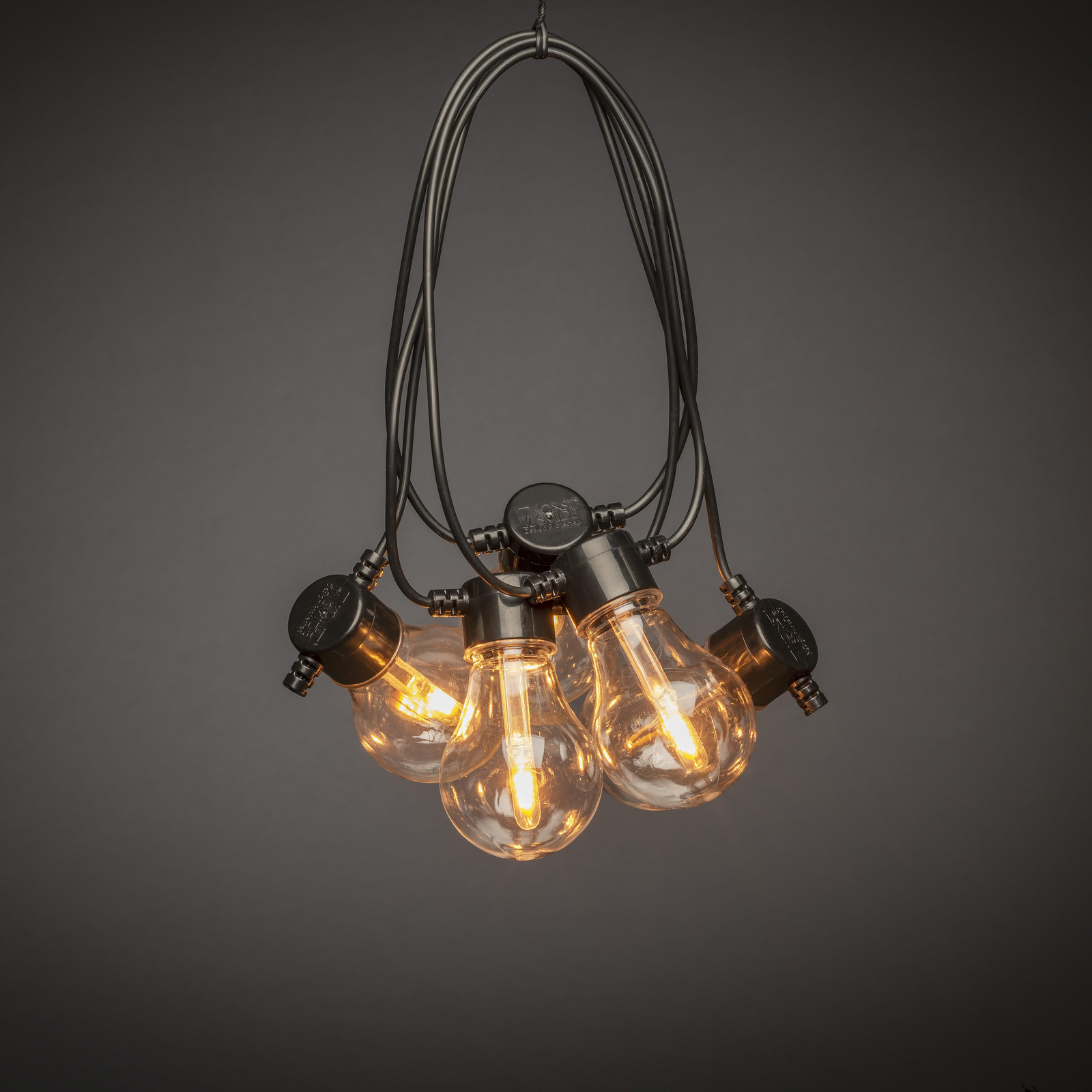 Konstsmide Partylight LED lichtsnoer met 10x A60 lampen, zwart, 14,5 m