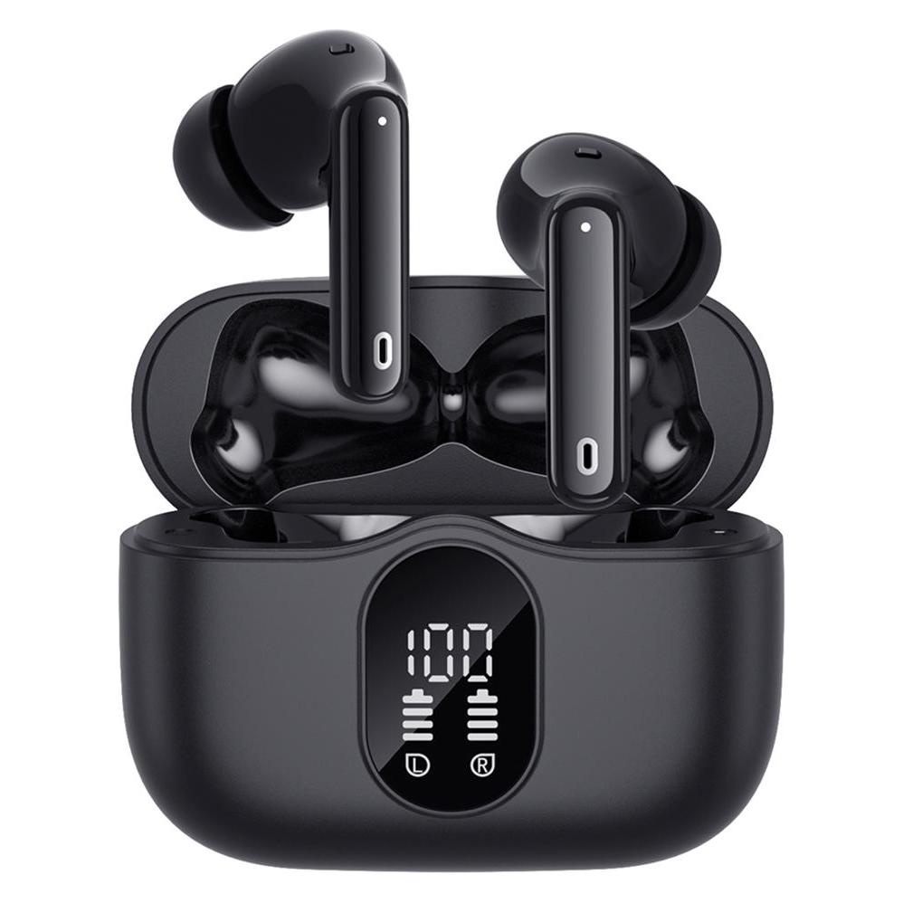 Techsuit - Wireless Earbuds (A90) - Bluetooth V5.4, 300mAh, ANC, ENC, 4 Mic - Black (ANC, Kabellos) (61003474)