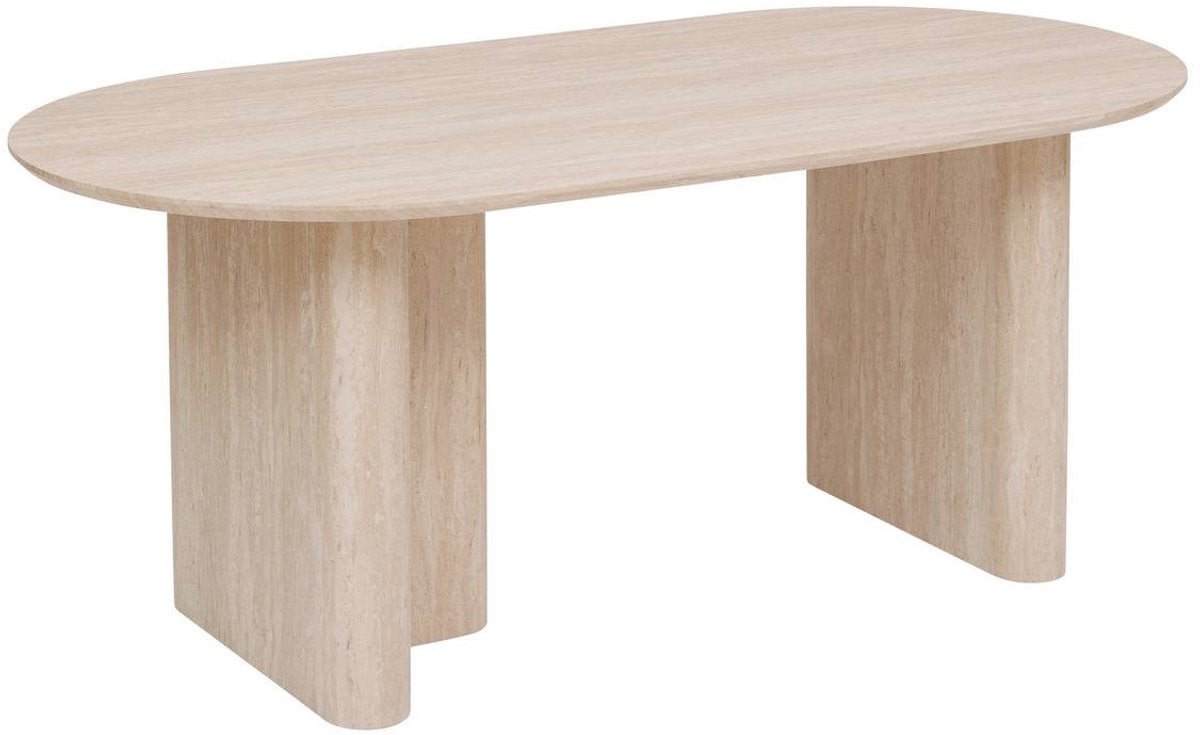 Atmosphera ANAYA Ovale eettafel met travertin-look voor 4 tot 6 personen