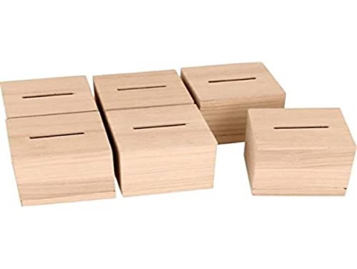 Artemio Spaarpot van hout, vierkant, 6 x 6 x 6 cm, 6 stuks