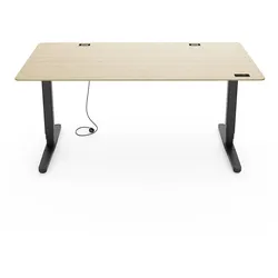 Yaasa Desk Pro Nature, 160x80 cm, Bambus/Schwarz - Elektrisch höhenverstellbarer Schreibtisch