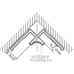 HSK Eckprofil, innen ca. 23 × 23 x 2550 mm, schwarz-matt 930002-sm