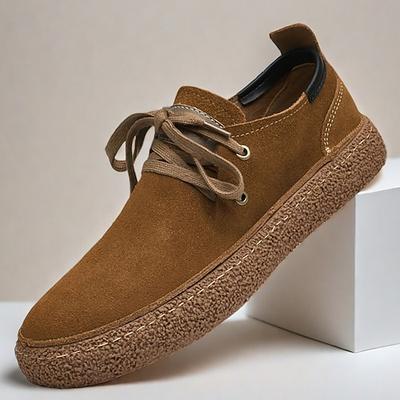 Freizeitschuhe für Herren aus Wildleder mit umweltfreundlicher Jutesohle – stilvoller brauner Derby für Komfort im Alltag