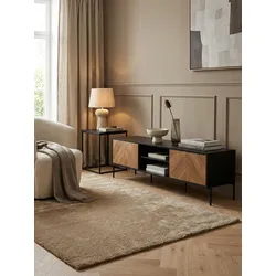Lowboard Schwarz Eiche-Dekor Modern Stil 163x45x40 cm mit zwei Türen