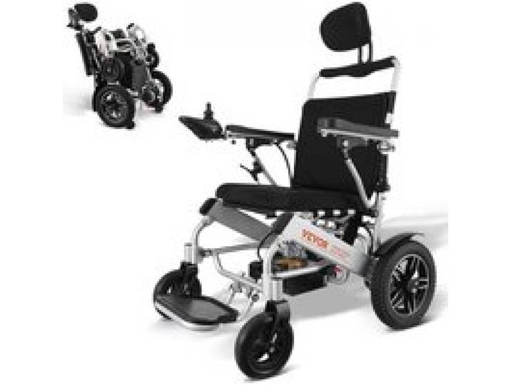 VEVOR Fauteuil roulant électrique pour adultes seniors, capacité de poids 136 kg, fauteuil roulant motorisé léger et pliable largeur 508 mm, chaise tout terrain alliage aluminium, dossier réglable