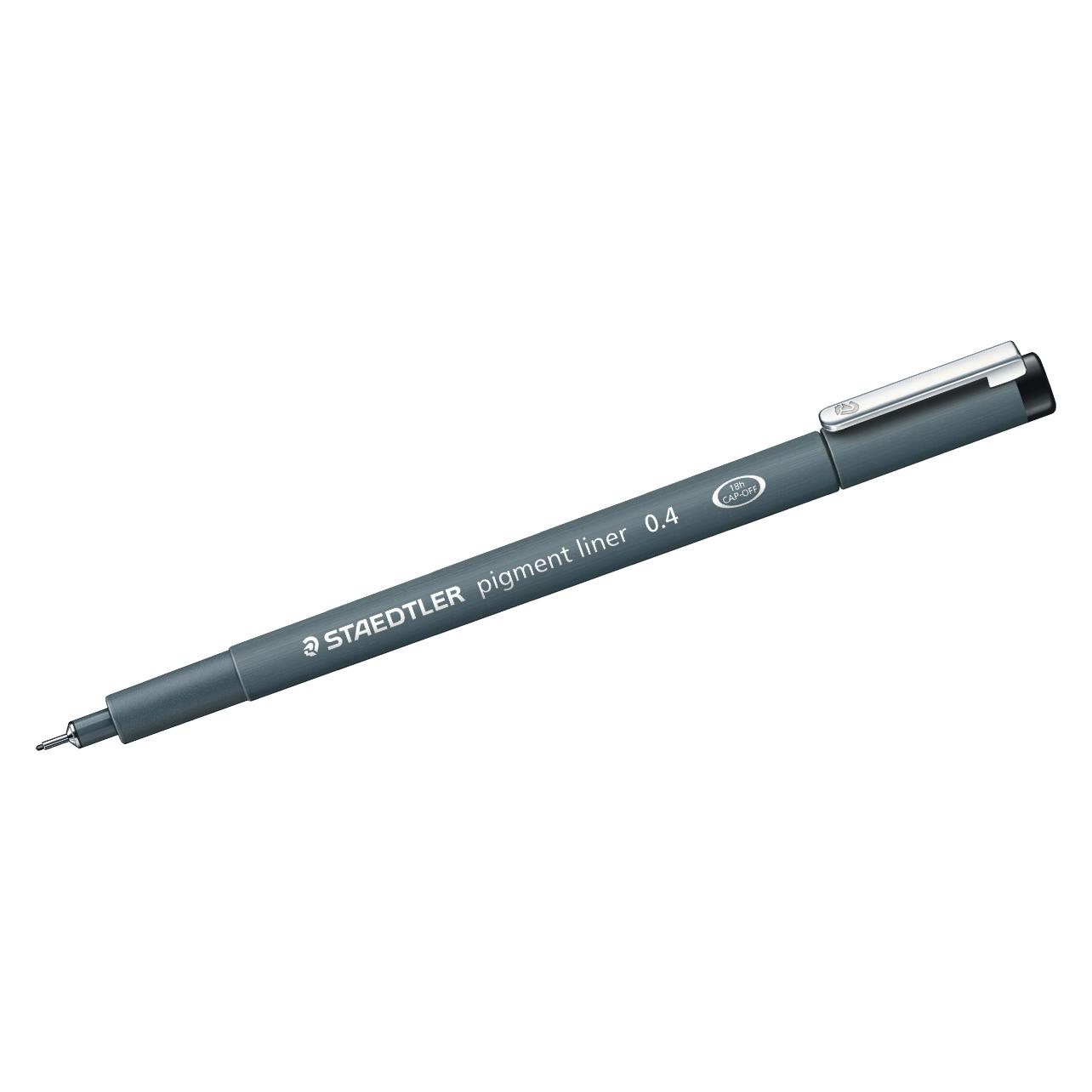Staedtler 308 04-9 Pigment Liner Fineliner Pen for Writing & Technical Drawing - Black, 0.4mm (Box o (10x) (308 04-9)