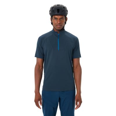 Radtrikot VAUDE "Men's Adlux HZ Shirt", Herren, Gr. XXL, blau (schwarz sea), Obermaterial: 100% Polyester, normal, Rundhals, Trikots, für Radfahren, für Erwachsene, für sportliche Aktivitäten