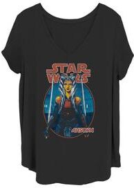 Plus Size Women's Ahsoka Twin Sabers V-Neck T-Shirt by Mad Engine in Black (Size 2X (18-20))