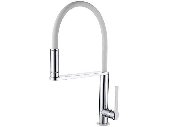 GRIFEMA DOVER-G14002SE, LED Küchenarmatur - Wasserhahn Küche mit Flexibler Auslauf, Weiß/Einhand-Spültischbatterie, G3/8'' Anschlüsse, Hochdruck, Chrom
