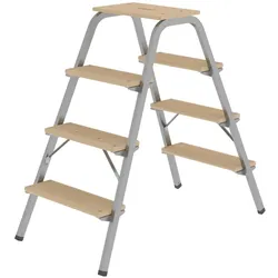 PROREGAL Stahl-Holz-Tritt | 2x4 Stufen | aus Stahl mit Holz-Stufen