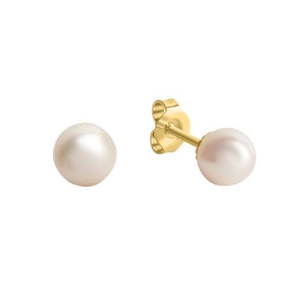 Paar Ohrstecker OROLINO "Gold 585 mit weißen Perlen 5,5-6mm rund", weiß (weiß, weiß), Ohrringe, Damen, one-size, Gold