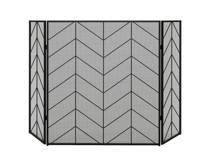 Homcom Kaminschutzgitter, Klappbares Kamingitter mit 3 Paneelen, 135 x 85 cm, Schwarz, Metall, 1.2x85x135 cm, Elektrogeräte, Heizgeräte, Elektrokamine