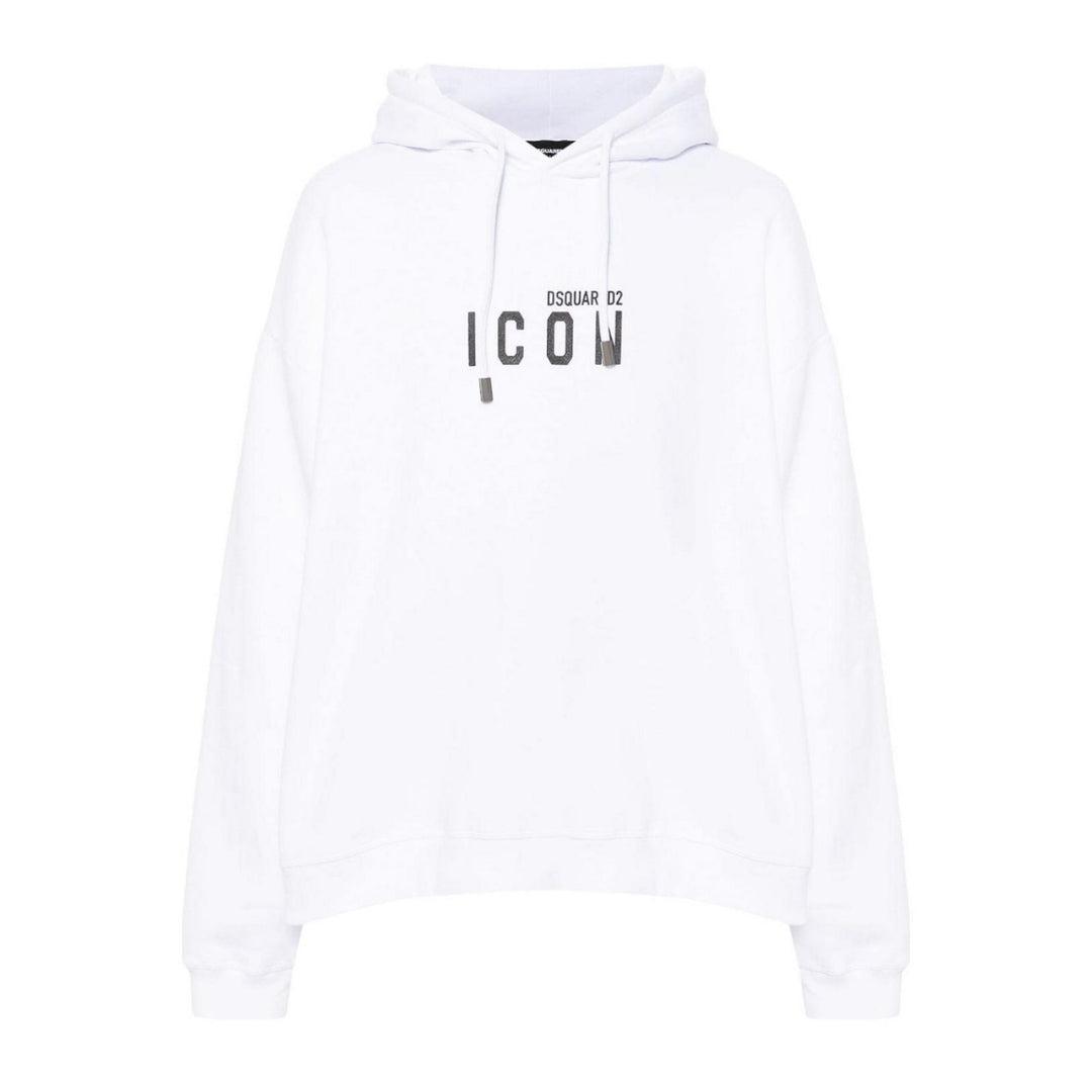 Dsquared2 Witte Hoodie Met Zwart Iconisch Logo