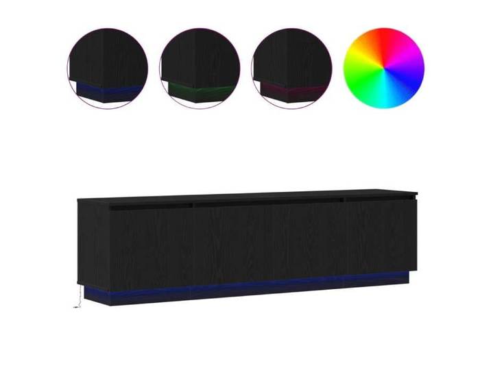 Magnifique Noir Banc TV - Meuble TV 180X38X49 cm Chêne noir - Bois d'ingénierie &&33331