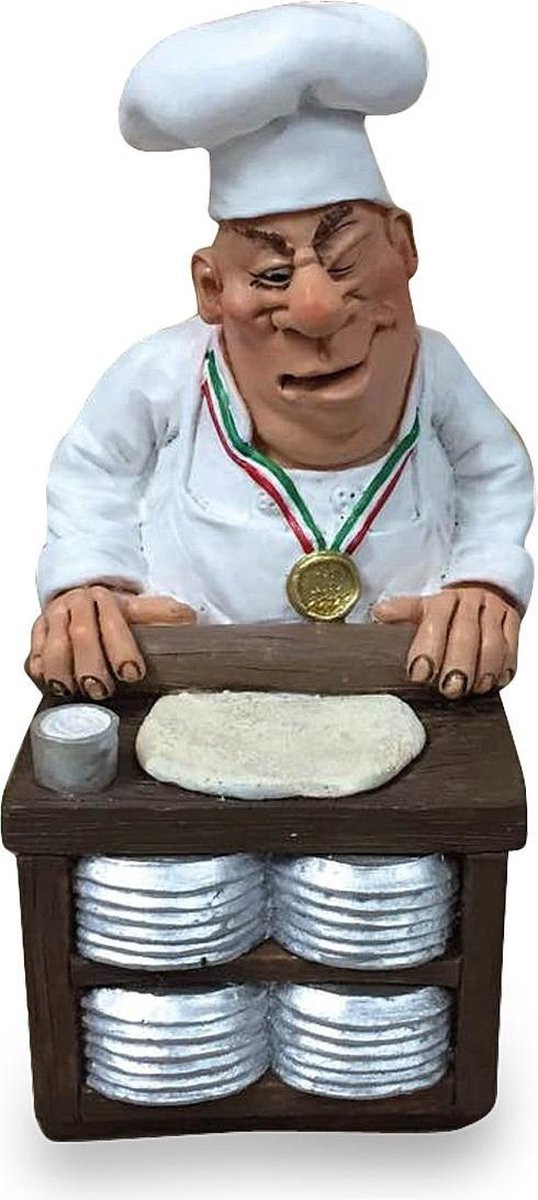 Grappig beeldje Pizzabakker Karikatuur Decoratie voor op Tafel