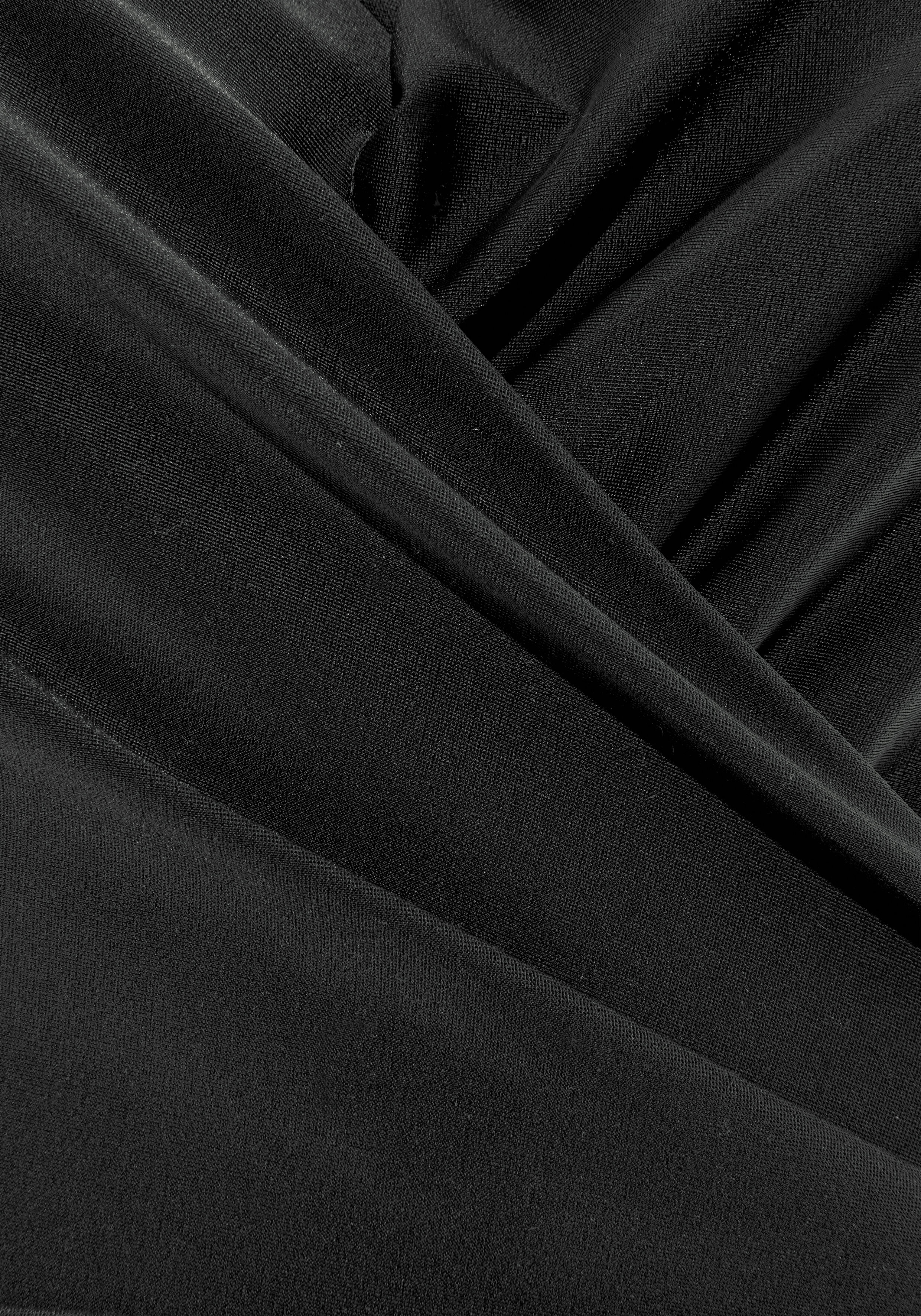 Badeanzug LASCANA, Damen, Gr. 44, Cup D, schwarz, Polyamid, Wickeloptik, Badeanzüge Badeanzug, In Wickel-Optik mit Shaping-Effekt schwarz 44, Cup D