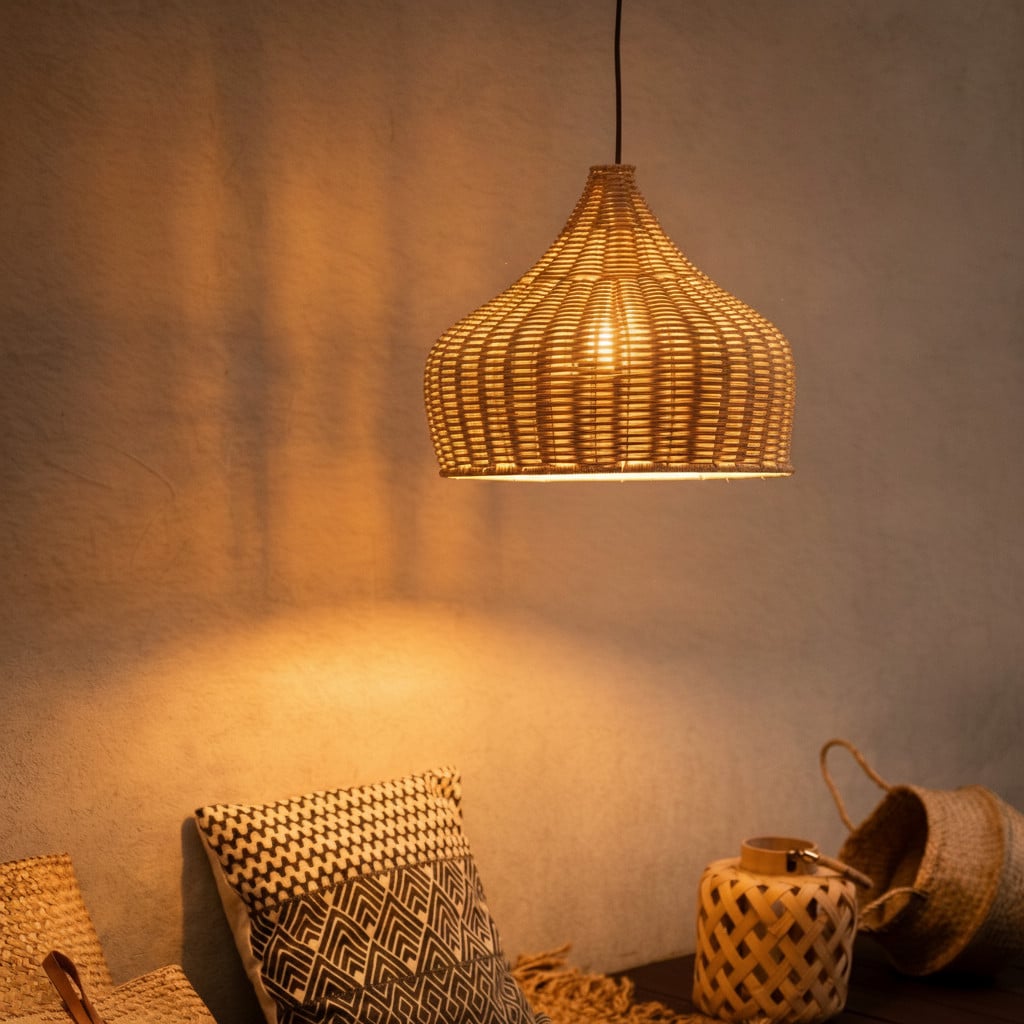 Lyora Rotan hanglamp Mia beige rond Ø 38,5 cm