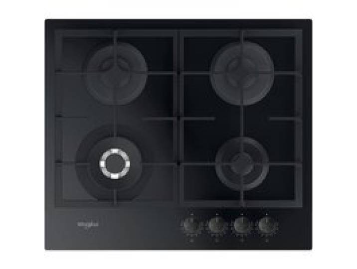 Plaque de cuisson à gaz en verre trempé noir - WHIRLPOOL - 4 brûleurs - Brûleur à double flamme