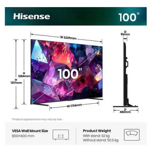 Hisense 100E7DS PRO 254cm 100" 4K QLED Smart TV Fernseher (100", QLED, 4K) (100E7DS PRO)