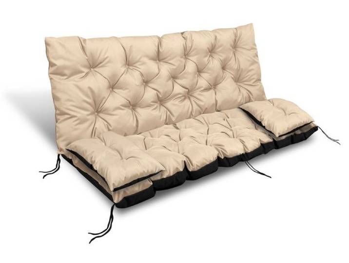 Coussin de jardin 150x60x50 cm + 2 coussins pour balancelle imperméable beige