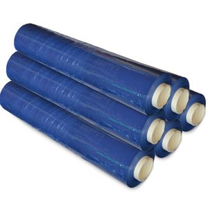 dm-folien Stretchfolie 50cm x 260m, 6 Stück, 23my Stärke, ca. 3kg, blau