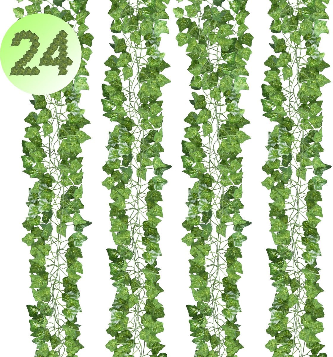 Merkloze Klimop Slinger - 24x Hedera Kunsthaag voor Binnen en Buiten - Groene Kunstplanten