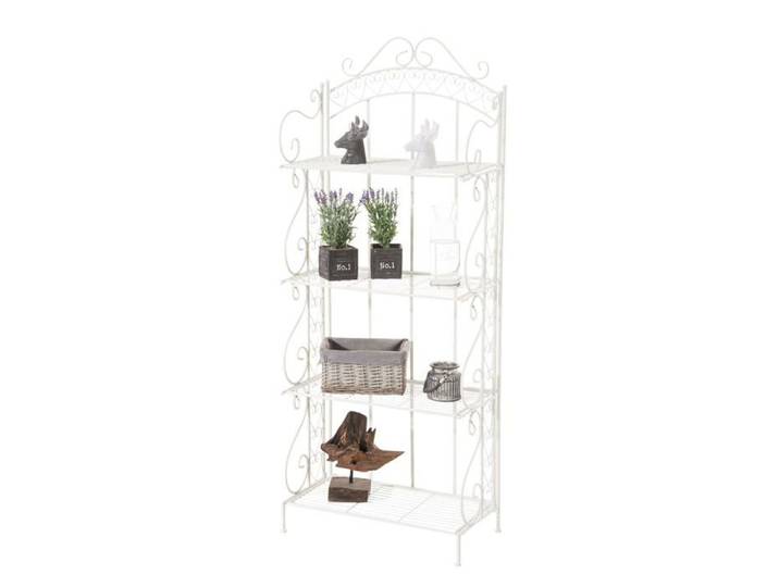 Etagère pour plantes 4 niveaux en fer - Décoshop26 - ETA10016 - Blanc - Robuste - Pliable