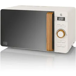SWAN SM22036WHTNEU Digitale Mikrowelle 20L Modernes Design Nordic, 6 Betriebsebenen, Weiß, 800W