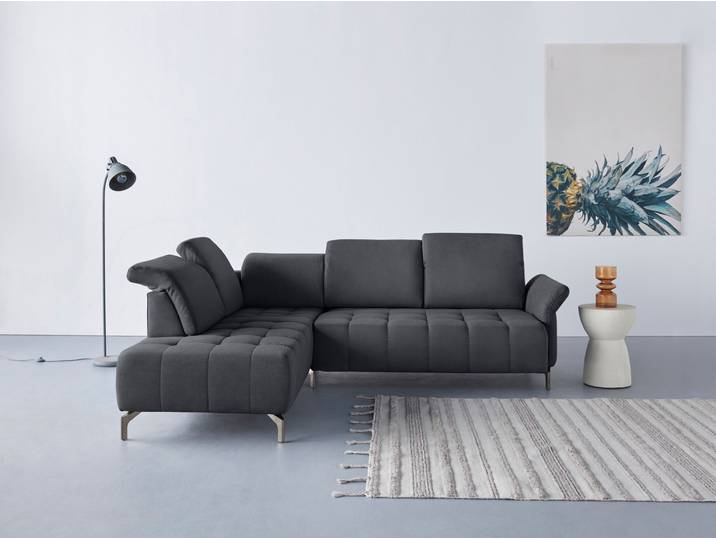 Ecksofa, Dunkelgrau, 260x220 cm, 98% Polyester, Federkern, Modern, Inosign