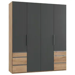 Drehtürenschrank 200cm Level, Graphit/Eiche Dekor
