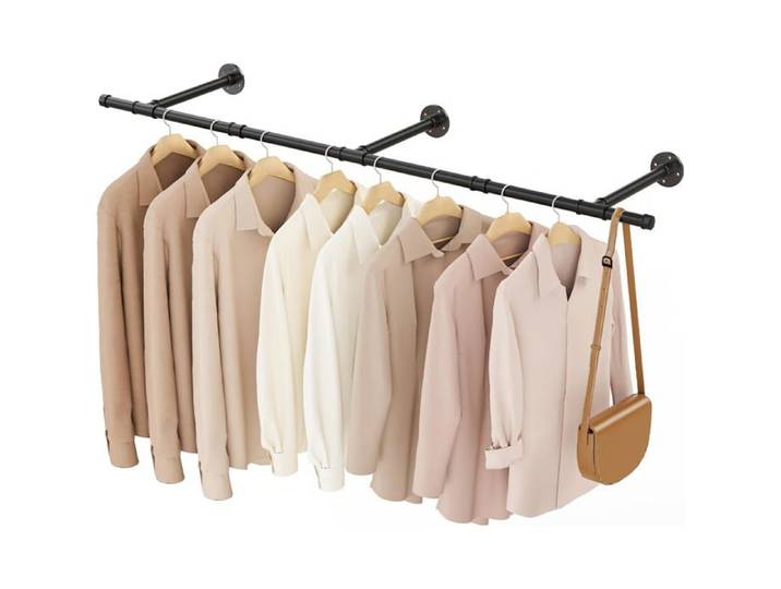 Penderie Murale 150cm avec Portant à Vêtements - Gain d'Espace Maximal - Coloris Beige