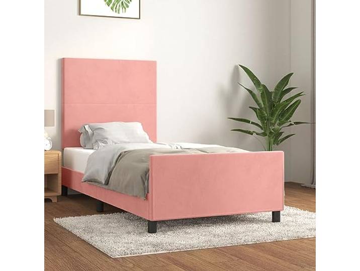 YNGBHFNOP Samt Höhenverstellbar Schlafzimmer 100x200 cm Rosa Bettgestell mit Kopfteil Rosa 100x200 cm Samt Polsterbett Hohenverstellbar Komfortabel Stützbeine Stabil Schlafzimmer Möbel