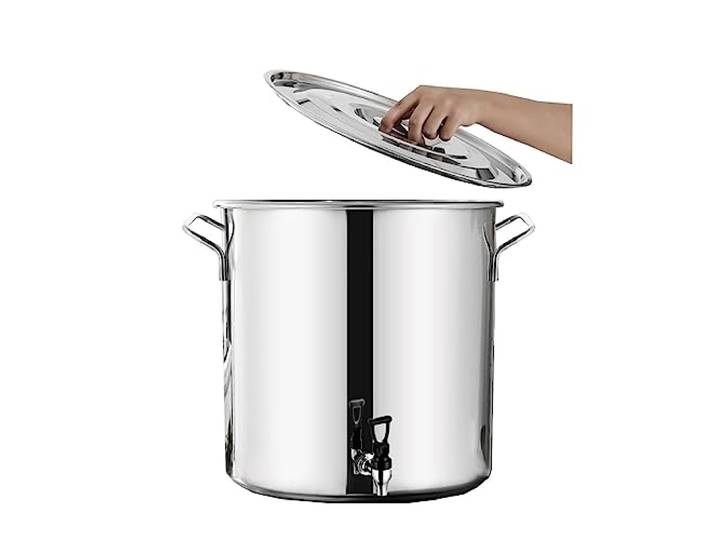 GAOAZHEN Suppentopf - Suppentopf aus Edelstahl mit Deckel, Verbundboden, 5–90 l Fassungsvermögen, ideal zum Kochen und Servieren von Suppe, Milchkanne zum Eindicken mit Hahn