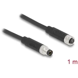 DeLOCK M8 4 Pin Kabel A-kodiert Stecker zu Buchse PUR (TPU) 1 m