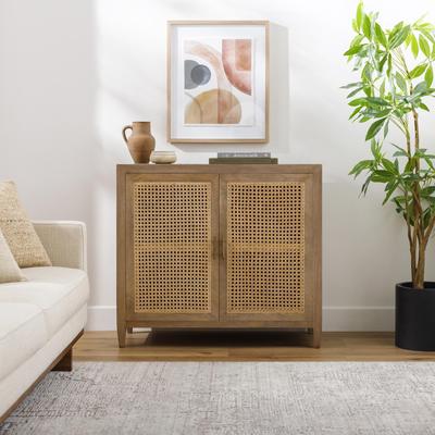 Livabliss Mile Wood and Rattan Storage Cabinet