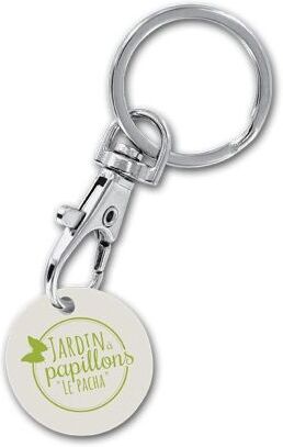 Porte-Clés Mousqueton Métal avec Jeton en Bio-Composites Bioplast® acier naturel
