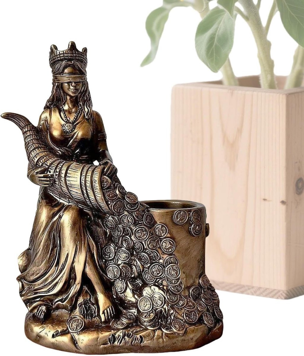 Godin Rijkdom Beeld Welvaart Figuur met Pennenhouder B/D/H: 24 x 13 x 24 cm
